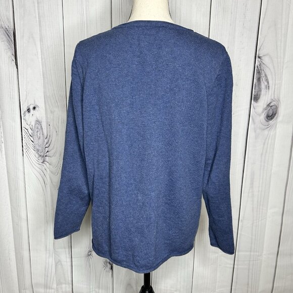 Coldwater Creek Daisy Sweater Sz L Embroidered Daisy Flower Minimalist Blue - Picture 8 of 9